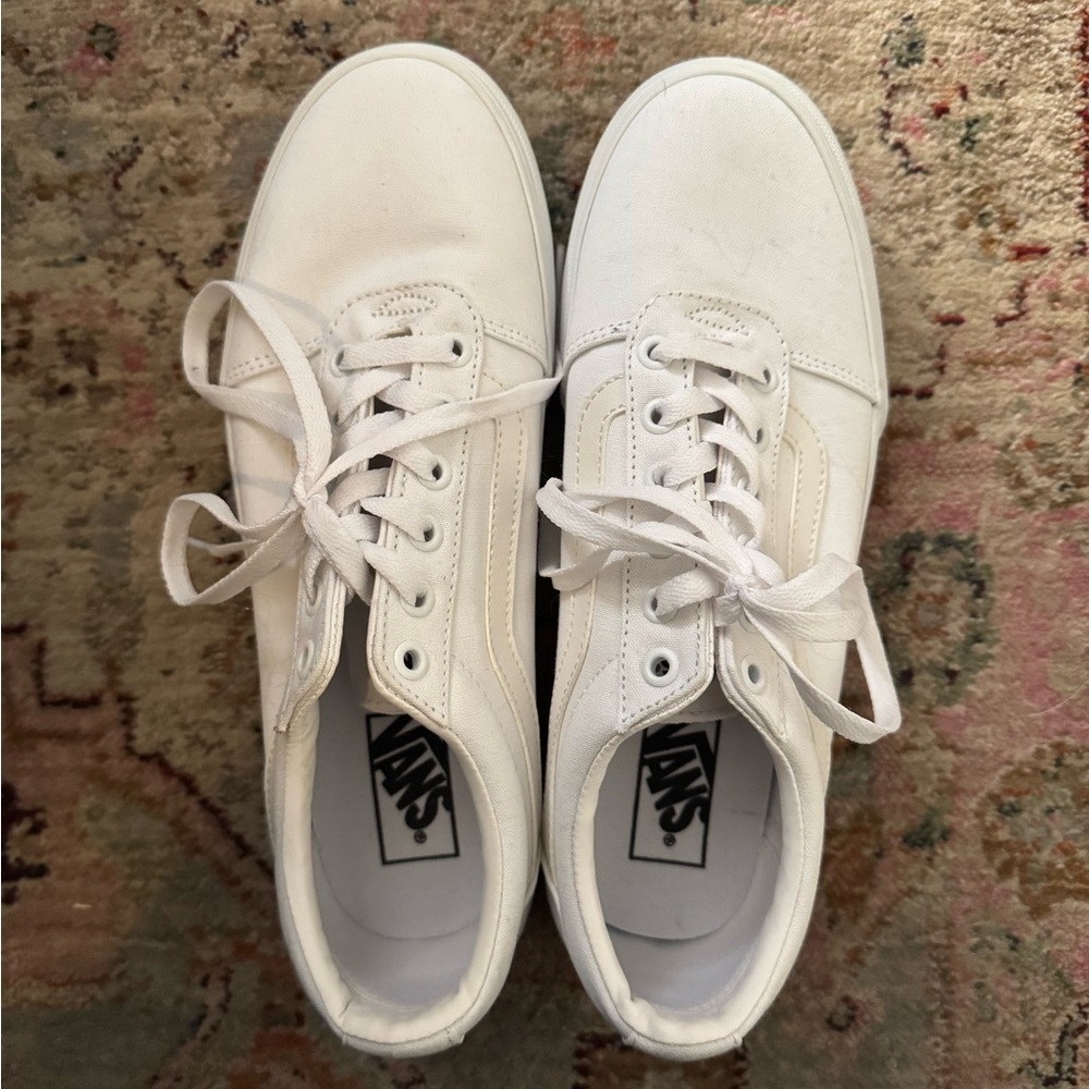 Vans Ward Platform White Canvas Sneakers